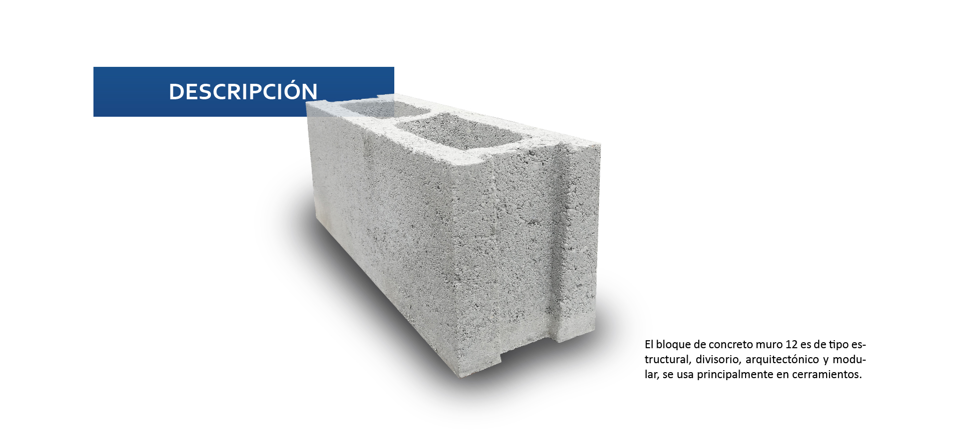 Descripcion bloque de concreto de muro 12